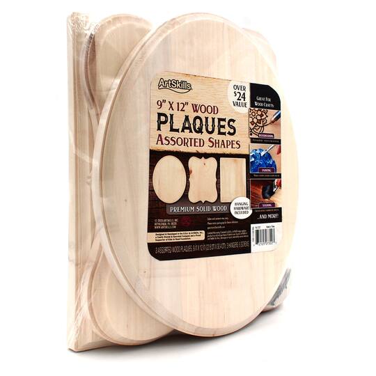 ArtSkills 9" x 12" Assorted Shapes Unfinished Wood Plaque Set